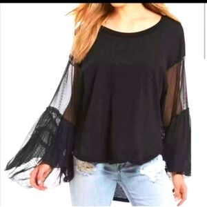 Free People ‘Still Got It’ Black Long Mesh Bell Sleeves - L